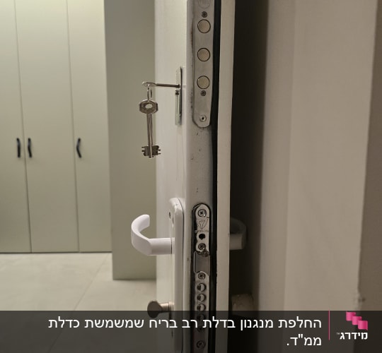 מנעול דלת עם מפתח ומנגנון נעילה